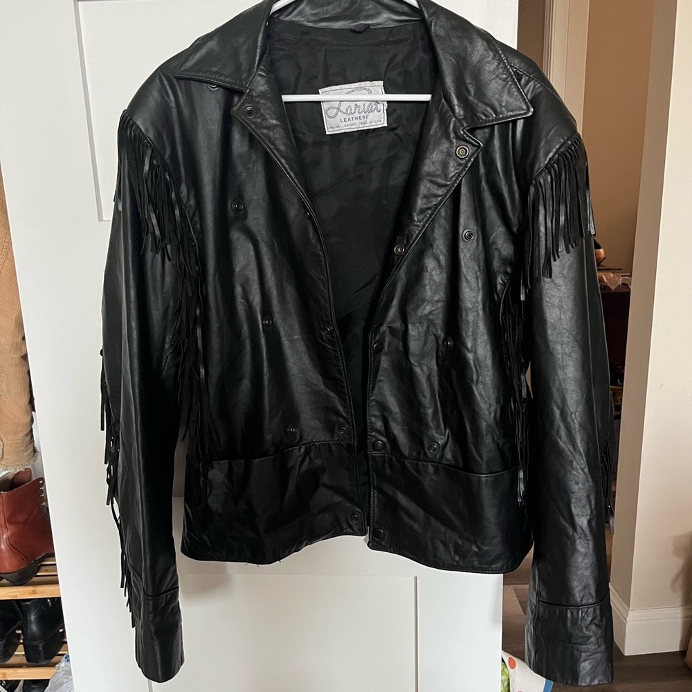 Lariat Classic Black Leather Fringe Jacket